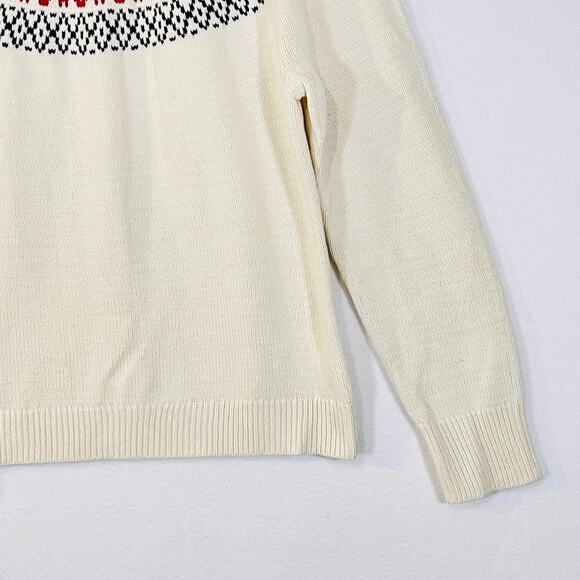 Chaps Christmas Sweater Womens XL Cream Red Fair Isle Long Sleeve Knit Pullover - Picture 10 of 12